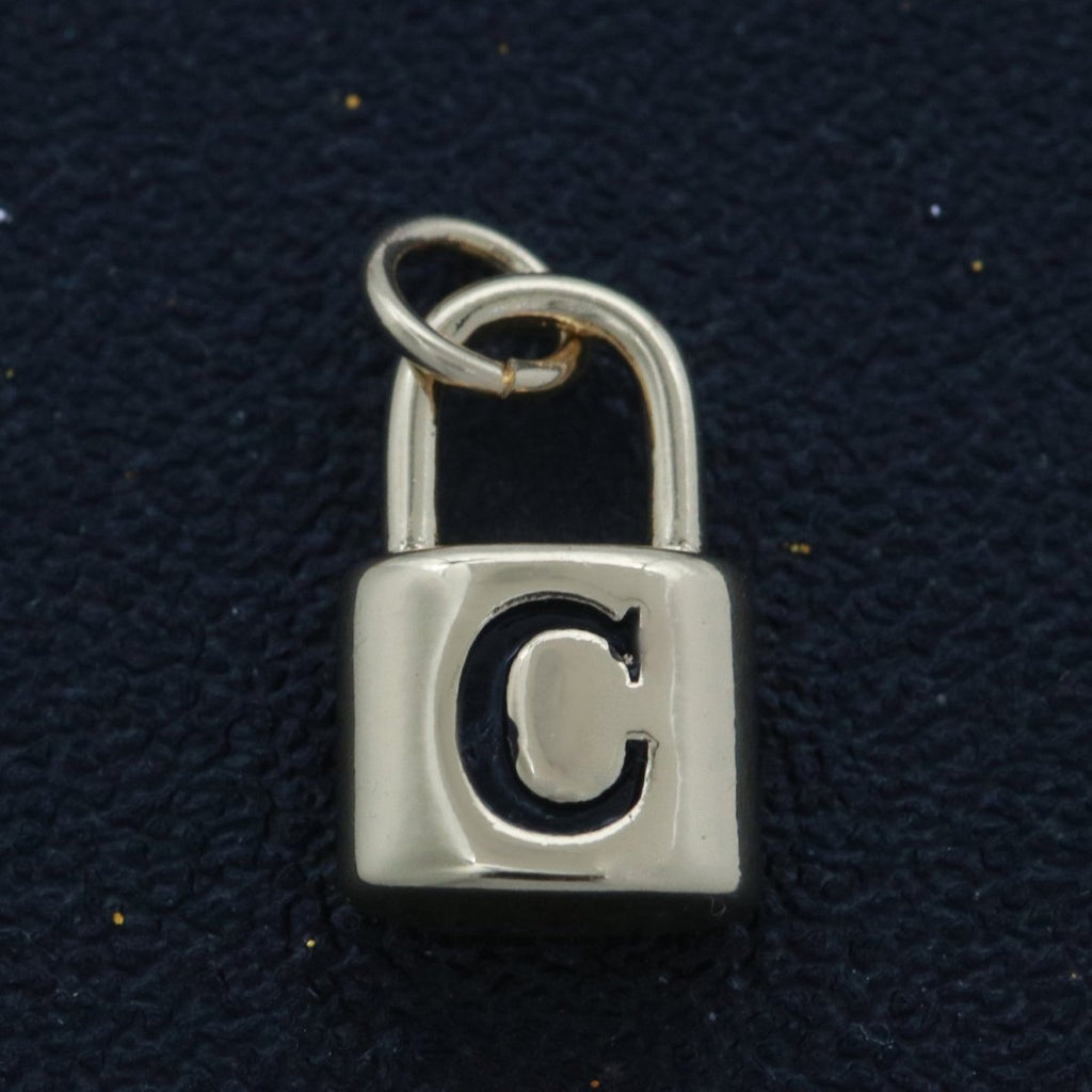 14K Gold Filled Padlock Letter Initial Lock Personalized Charm Pendant | A-822-A-834