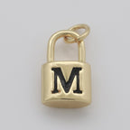 14K Gold Filled Padlock Letter Initial Lock Personalized Charm Pendant | A-822-A-834
