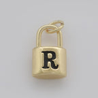 14K Gold Filled Padlock Letter Initial Lock Personalized Charm Pendant | A-822-A-834