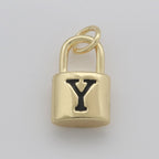 14K Gold Filled Padlock Letter Initial Lock Personalized Charm Pendant | A-822-A-834