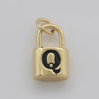 14K Gold Filled Padlock Letter Initial Lock Personalized Charm Pendant | A-822-A-834