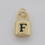 14K Gold Filled Padlock Letter Initial Lock Personalized Charm Pendant | A-822-A-834