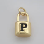 14K Gold Filled Padlock Letter Initial Lock Personalized Charm Pendant | A-822-A-834