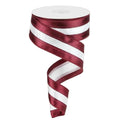 1.5" Satin Team Stripe Ribbon: Maroon & White (10 Yards)