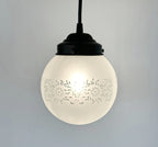 Frosted Floral and Cross Globe Pendant Light