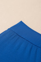 Solid Ribbed Knit Tankini & Skort Swim Set