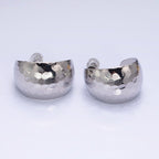 16K Gold Filled 25mm Round Multifaceted Wide Dome C-Shaped Hoop Earrings in Gold & Silver | AE023 AE024
