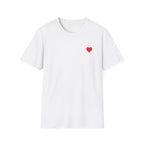 Minimal Red Heart Tee — Small Heart Chest Graphic T-Shirt