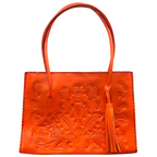 The Amy| Hand-Tooled Leather Tote Bag