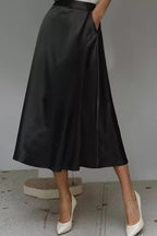 Satin A-Line Midi Skirt