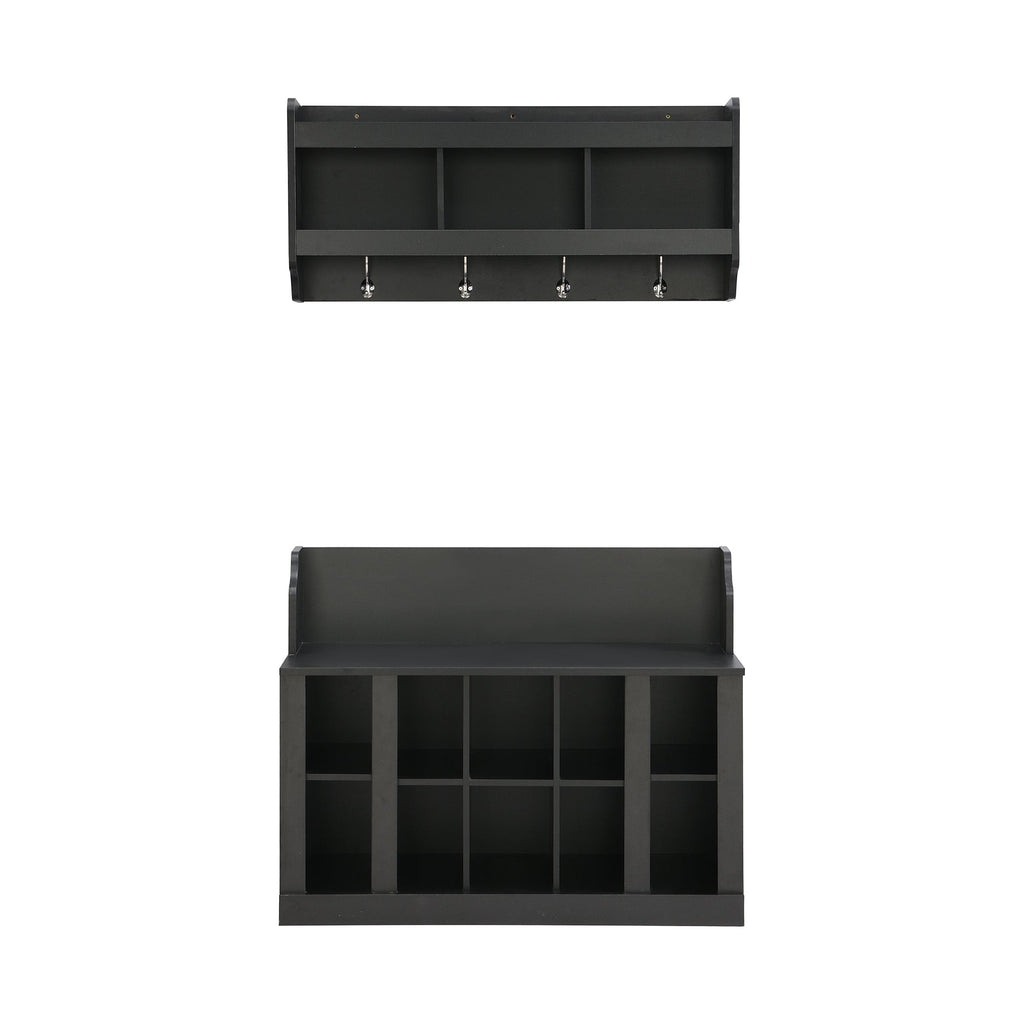 On-Trend Shoe Storage Bench With Shelves and Hooks