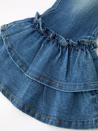 Girls Denim Leggings Ruffle Bell Bottom Pants