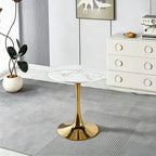 Mid-Century Tulip Dining Table With White Marble Top