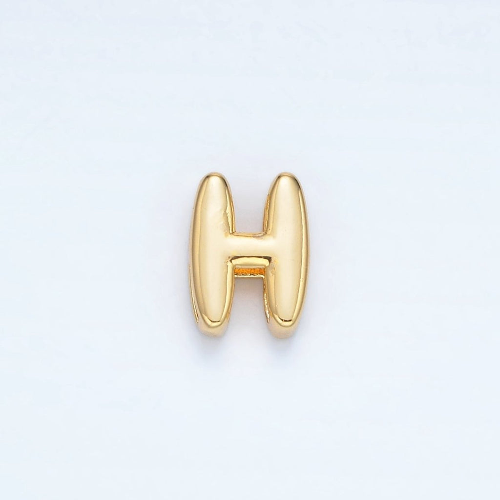24K Gold Filled 10mm Chubby Minimalist Alphabet Letter Initial Personalized Bead | A1578-A1590