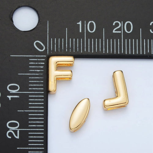 24K Gold Filled 10mm Chubby Minimalist Alphabet Letter Initial Personalized Bead | A1578-A1590