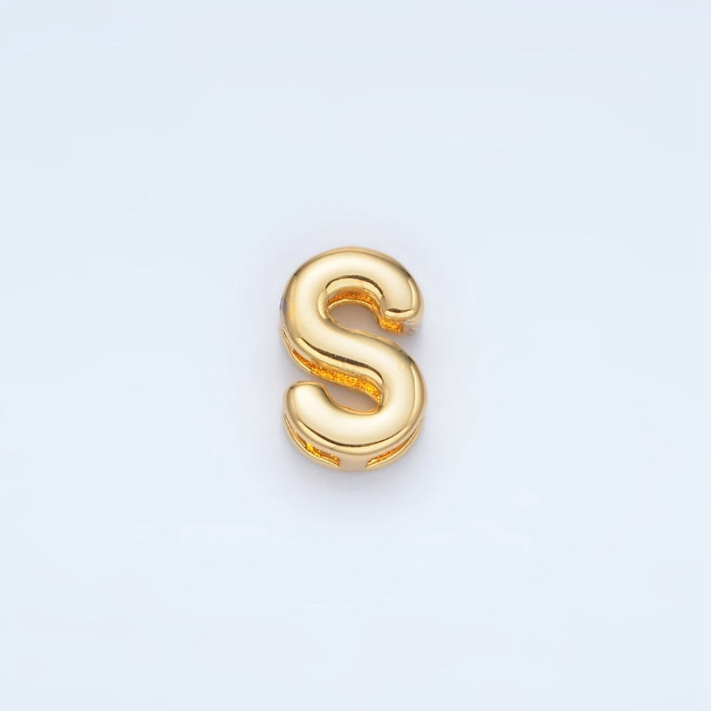24K Gold Filled 10mm Chubby Minimalist Alphabet Letter Initial Personalized Bead | A1578-A1590