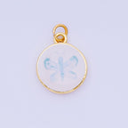 24K Gold Filled 18mm Enamel Art Beach Theme Charm in Palm Tree, Crab, Heart, Lemon, Crab, Sea Shell and Ribbon Bow | AJ-515 AJ-517 AJ-519 AJ-521 AJ-531 AJ-538 AJ-541 AJ-542 AJ-543 AJ-548