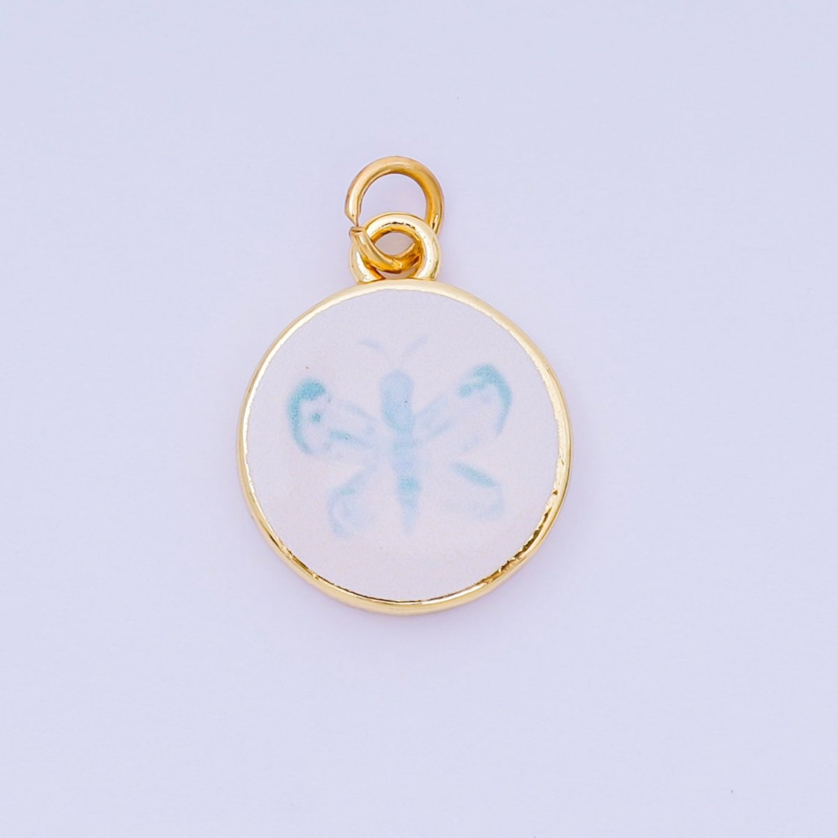 24K Gold Filled 18mm Enamel Art Beach Theme Charm in Palm Tree, Crab, Heart, Lemon, Crab, Sea Shell and Ribbon Bow | AJ-515 AJ-517 AJ-519 AJ-521 AJ-531 AJ-538 AJ-541 AJ-542 AJ-543 AJ-548