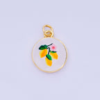 24K Gold Filled 18mm Enamel Art Beach Theme Charm in Palm Tree, Crab, Heart, Lemon, Crab, Sea Shell and Ribbon Bow | AJ-515 AJ-517 AJ-519 AJ-521 AJ-531 AJ-538 AJ-541 AJ-542 AJ-543 AJ-548
