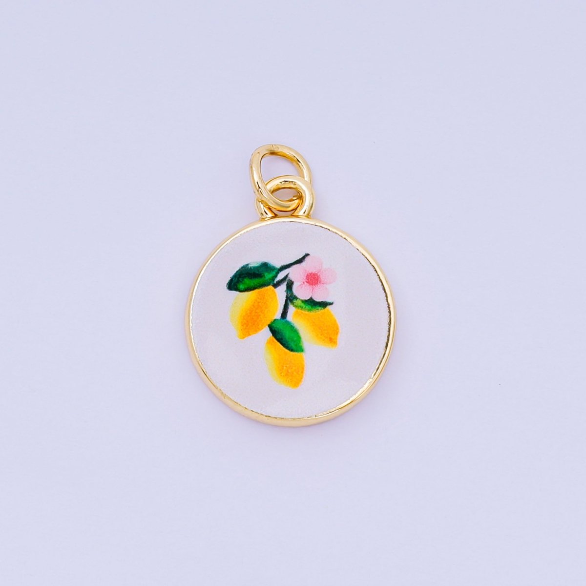 24K Gold Filled 18mm Enamel Art Beach Theme Charm in Palm Tree, Crab, Heart, Lemon, Crab, Sea Shell and Ribbon Bow | AJ-515 AJ-517 AJ-519 AJ-521 AJ-531 AJ-538 AJ-541 AJ-542 AJ-543 AJ-548