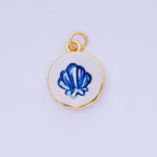 24K Gold Filled 18mm Enamel Art Beach Theme Charm in Palm Tree, Crab, Heart, Lemon, Crab, Sea Shell and Ribbon Bow | AJ-515 AJ-517 AJ-519 AJ-521 AJ-531 AJ-538 AJ-541 AJ-542 AJ-543 AJ-548