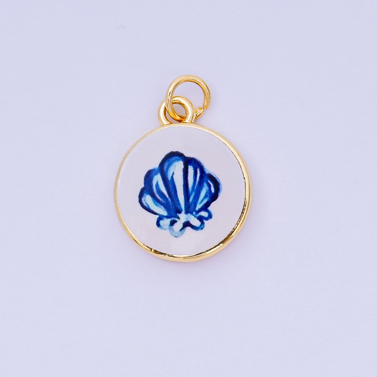 24K Gold Filled 18mm Enamel Art Beach Theme Charm in Palm Tree, Crab, Heart, Lemon, Crab, Sea Shell and Ribbon Bow | AJ-515 AJ-517 AJ-519 AJ-521 AJ-531 AJ-538 AJ-541 AJ-542 AJ-543 AJ-548
