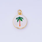 24K Gold Filled 18mm Enamel Art Beach Theme Charm in Palm Tree, Crab, Heart, Lemon, Crab, Sea Shell and Ribbon Bow | AJ-515 AJ-517 AJ-519 AJ-521 AJ-531 AJ-538 AJ-541 AJ-542 AJ-543 AJ-548