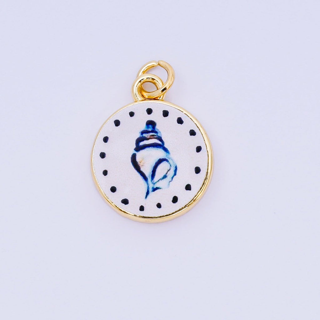 24K Gold Filled 18mm Enamel Art Beach Theme Charm in Palm Tree, Crab, Heart, Lemon, Crab, Sea Shell and Ribbon Bow | AJ-515 AJ-517 AJ-519 AJ-521 AJ-531 AJ-538 AJ-541 AJ-542 AJ-543 AJ-548
