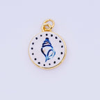24K Gold Filled 18mm Enamel Art Beach Theme Charm in Palm Tree, Crab, Heart, Lemon, Crab, Sea Shell and Ribbon Bow | AJ-515 AJ-517 AJ-519 AJ-521 AJ-531 AJ-538 AJ-541 AJ-542 AJ-543 AJ-548