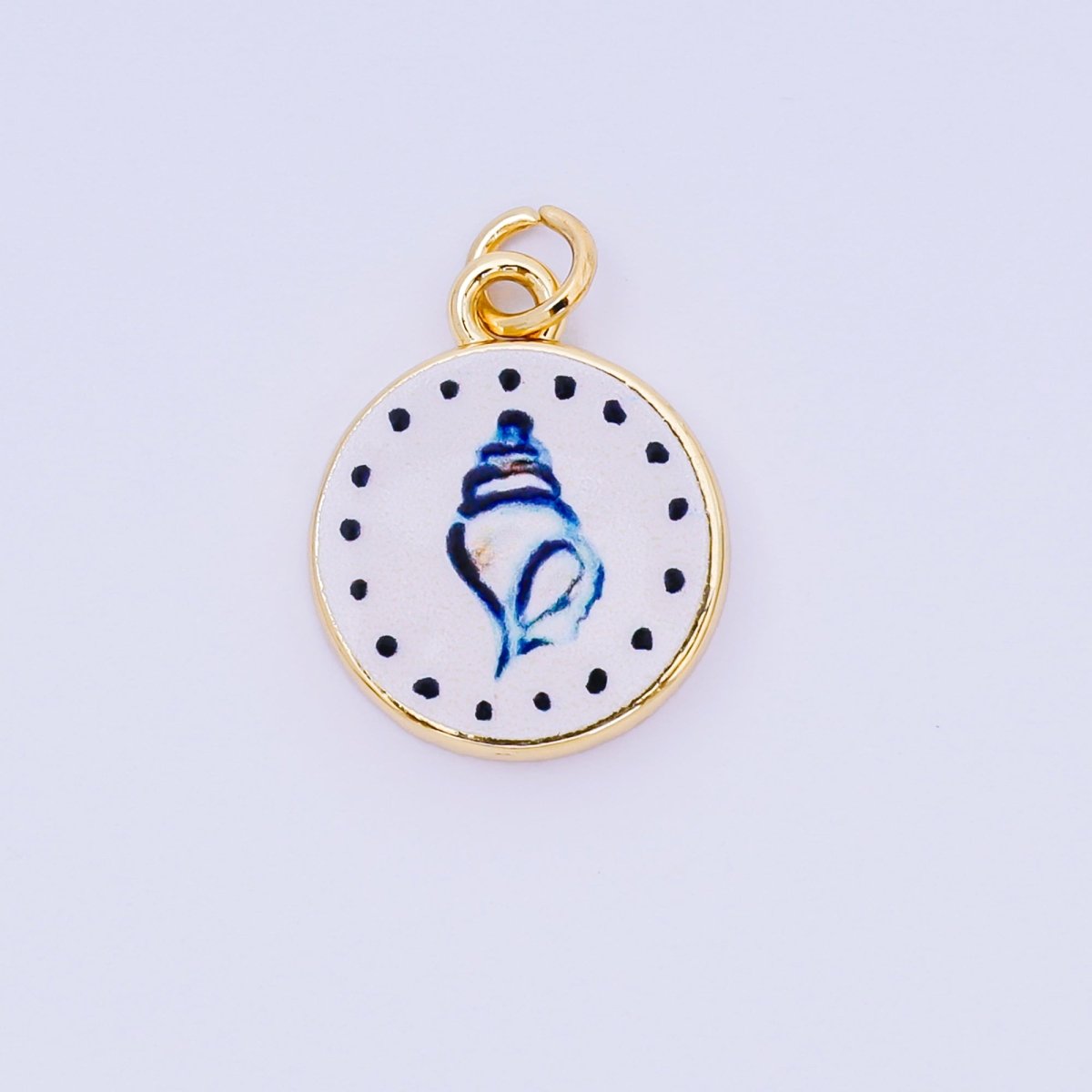 24K Gold Filled 18mm Enamel Art Beach Theme Charm in Palm Tree, Crab, Heart, Lemon, Crab, Sea Shell and Ribbon Bow | AJ-515 AJ-517 AJ-519 AJ-521 AJ-531 AJ-538 AJ-541 AJ-542 AJ-543 AJ-548