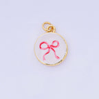 24K Gold Filled 18mm Enamel Art Beach Theme Charm in Palm Tree, Crab, Heart, Lemon, Crab, Sea Shell and Ribbon Bow | AJ-515 AJ-517 AJ-519 AJ-521 AJ-531 AJ-538 AJ-541 AJ-542 AJ-543 AJ-548
