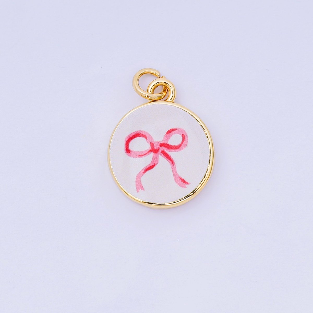 24K Gold Filled 18mm Enamel Art Beach Theme Charm in Palm Tree, Crab, Heart, Lemon, Crab, Sea Shell and Ribbon Bow | AJ-515 AJ-517 AJ-519 AJ-521 AJ-531 AJ-538 AJ-541 AJ-542 AJ-543 AJ-548