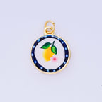 24K Gold Filled 18mm Enamel Art Beach Theme Charm in Palm Tree, Crab, Heart, Lemon, Crab, Sea Shell and Ribbon Bow | AJ-515 AJ-517 AJ-519 AJ-521 AJ-531 AJ-538 AJ-541 AJ-542 AJ-543 AJ-548