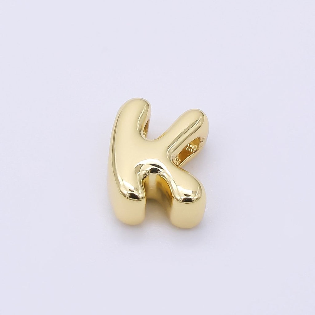 24K Gold Filled 8mm Initial Letter Alphabet Chubby Spacer Bead | AF027 - AF039