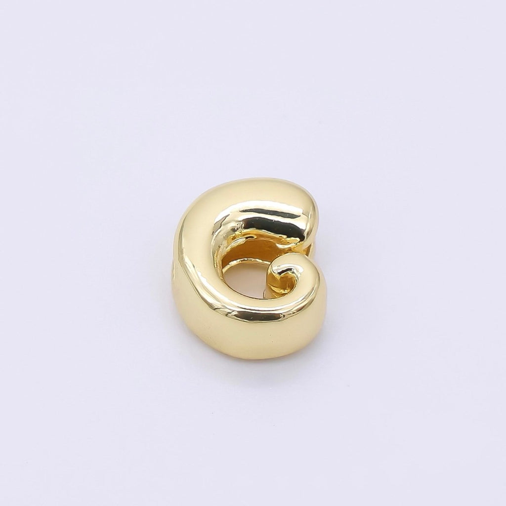 24K Gold Filled 8mm Initial Letter Alphabet Chubby Spacer Bead | AF027 - AF039