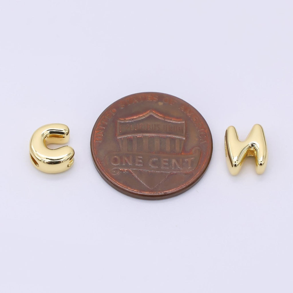 24K Gold Filled 8mm Initial Letter Alphabet Chubby Spacer Bead | AF027 - AF039