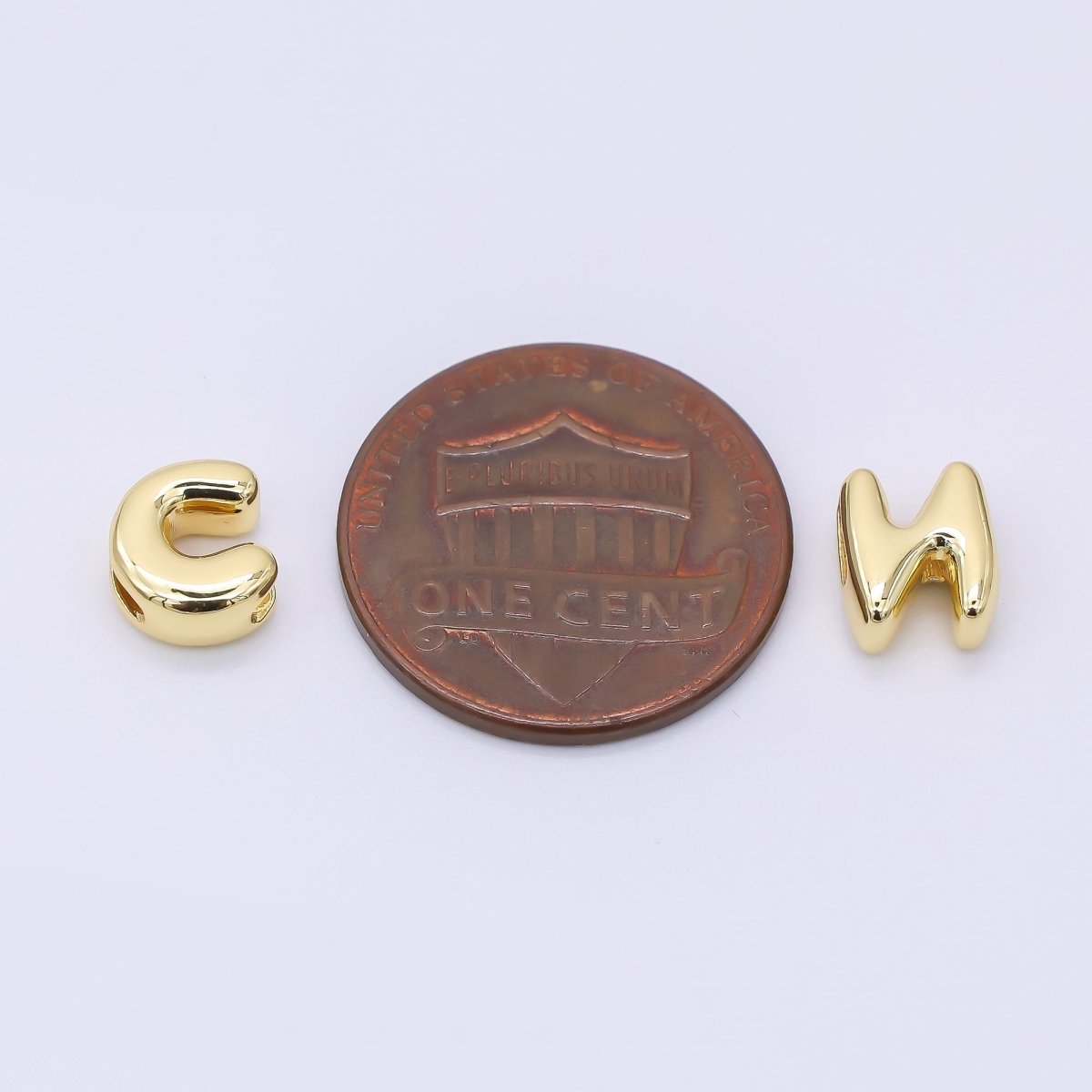 24K Gold Filled 8mm Initial Letter Alphabet Chubby Spacer Bead | AF027 - AF039