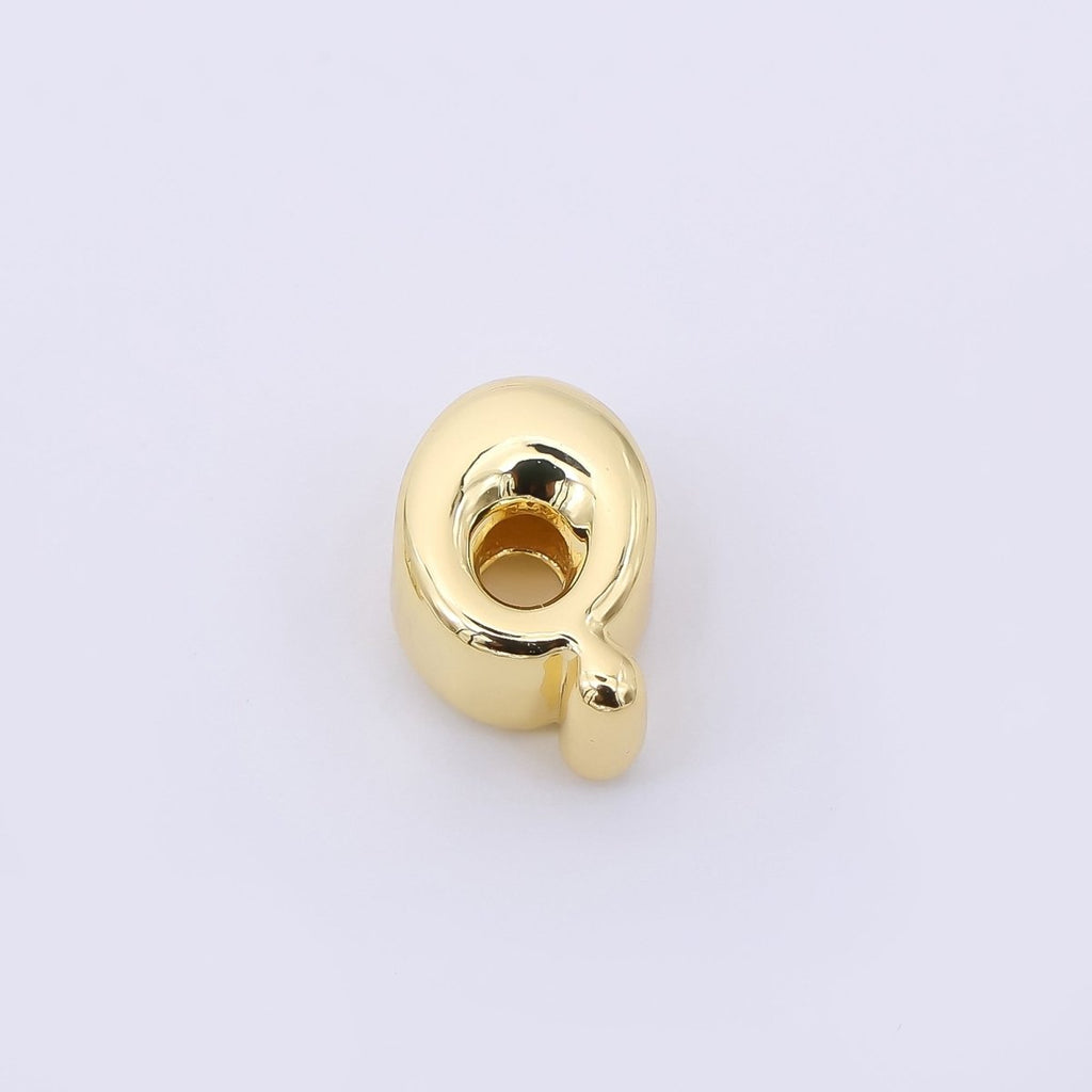 24K Gold Filled 8mm Initial Letter Alphabet Chubby Spacer Bead | AF027 - AF039