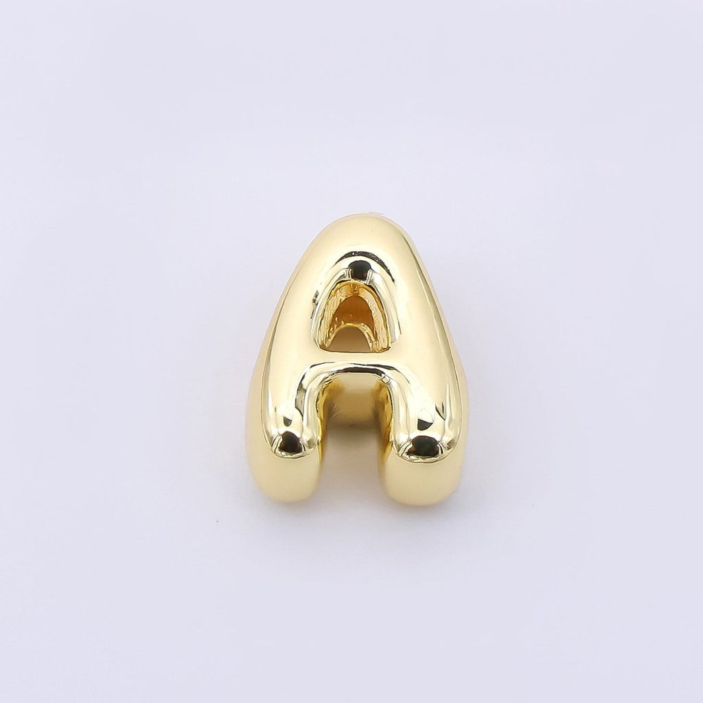 24K Gold Filled 8mm Initial Letter Alphabet Chubby Spacer Bead | AF027 - AF039