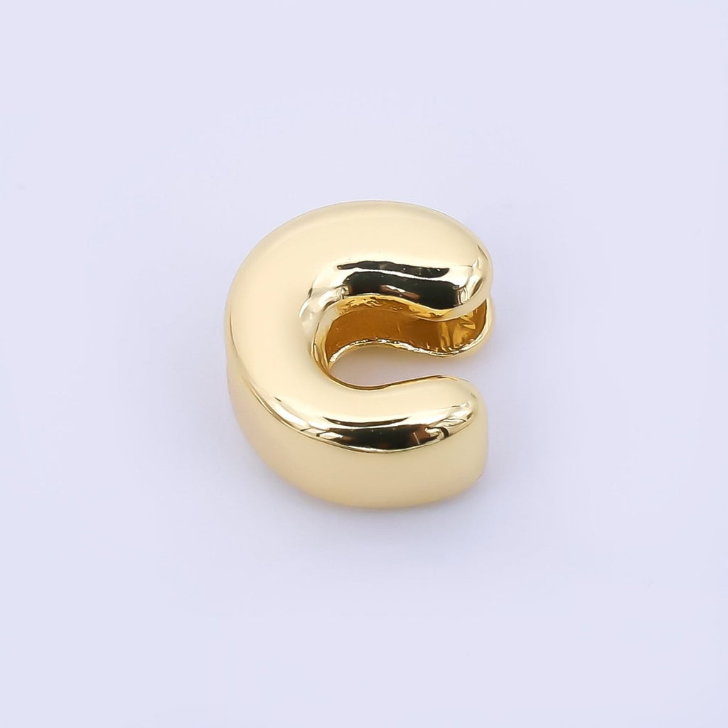 24K Gold Filled 8mm Initial Letter Alphabet Chubby Spacer Bead | AF027 - AF039