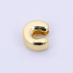 24K Gold Filled 8mm Initial Letter Alphabet Chubby Spacer Bead | AF027 - AF039