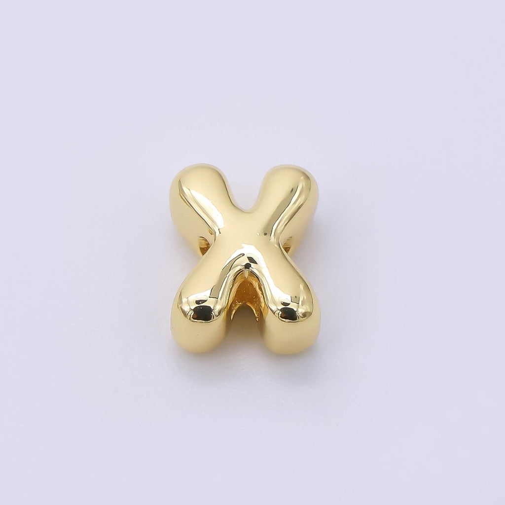 24K Gold Filled 8mm Initial Letter Alphabet Chubby Spacer Bead | AF027 - AF039
