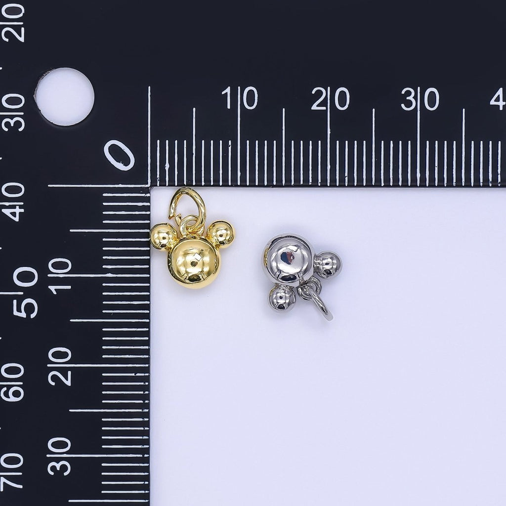 24K Gold Filled 8mm Tiny Mouse Ears Animal Charm in Gold & Silver | AH-580