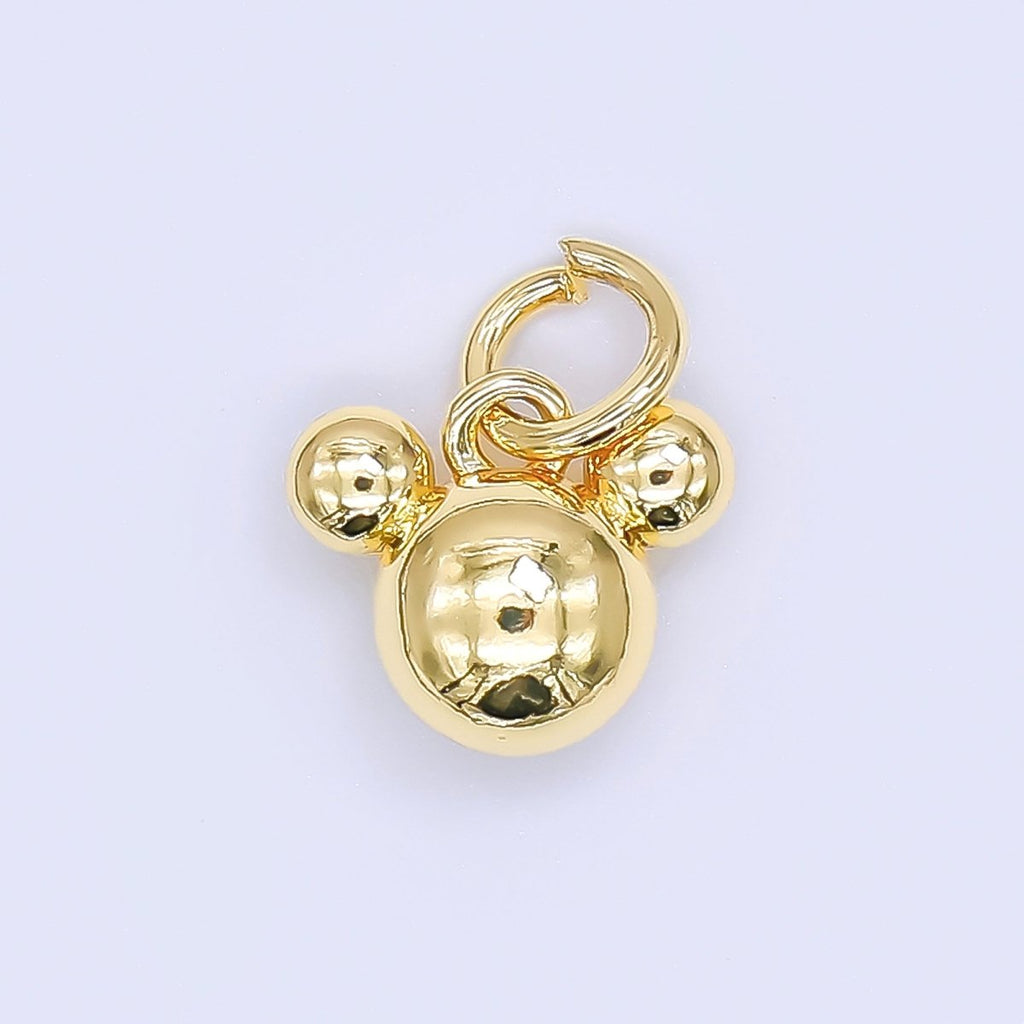 24K Gold Filled 8mm Tiny Mouse Ears Animal Charm in Gold & Silver | AH-580