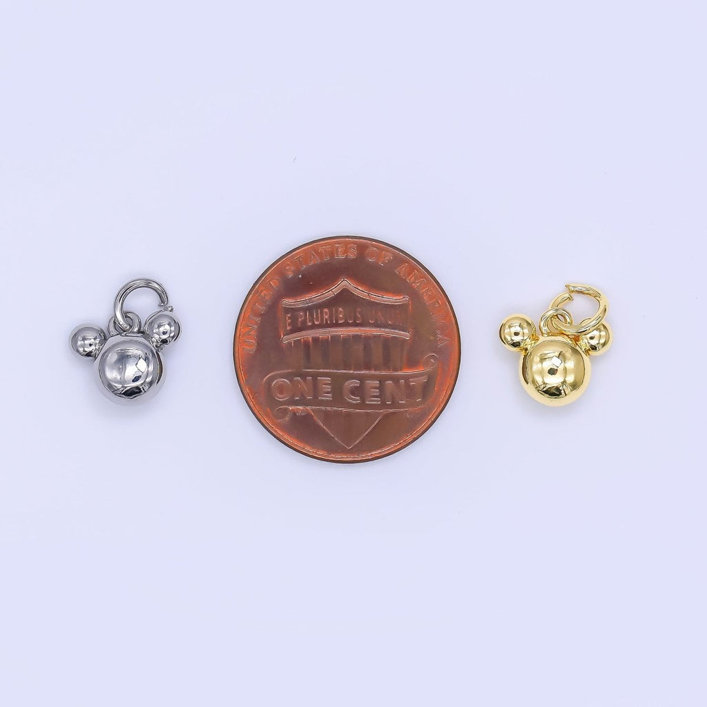24K Gold Filled 8mm Tiny Mouse Ears Animal Charm in Gold & Silver | AH-580