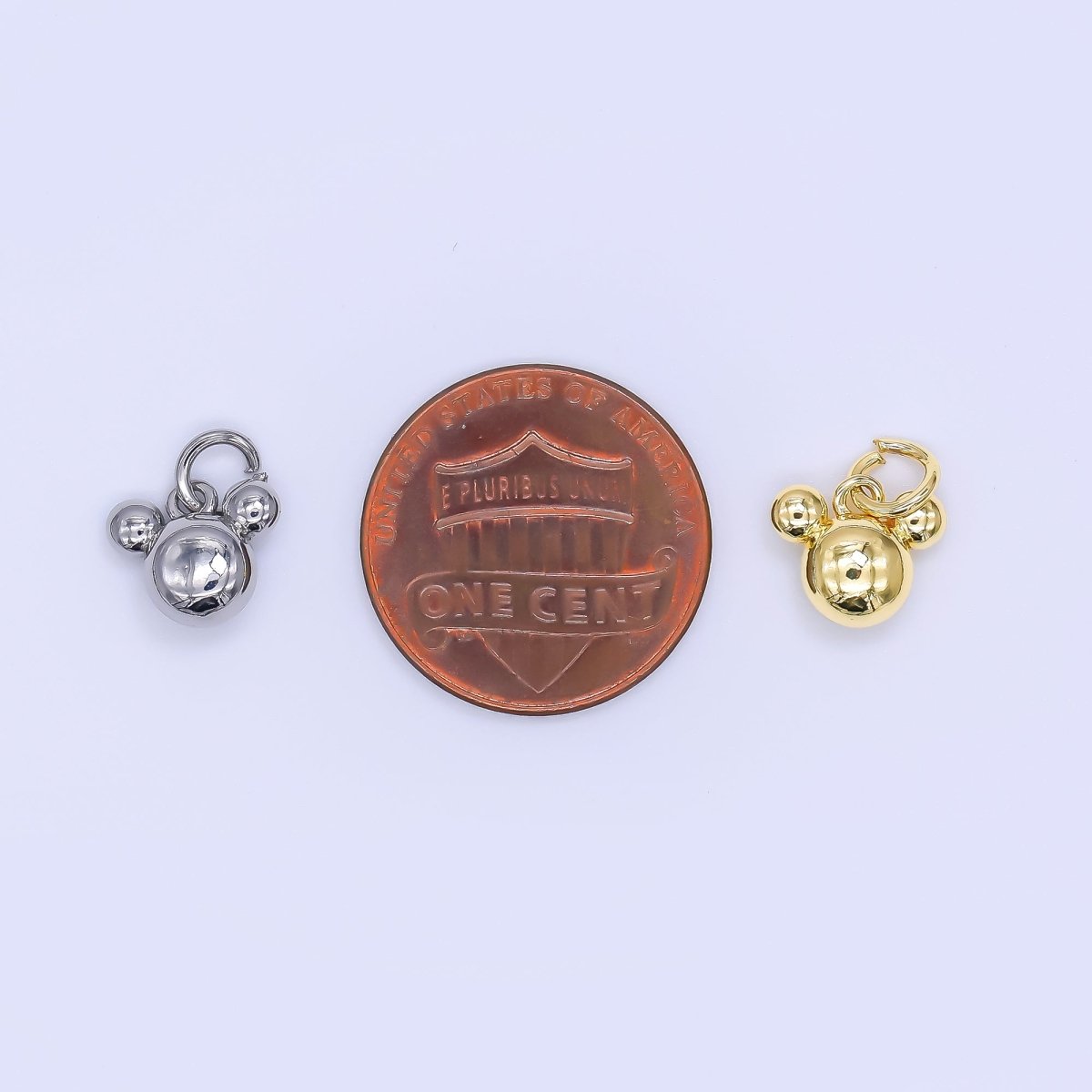 24K Gold Filled 8mm Tiny Mouse Ears Animal Charm in Gold & Silver | AH-580