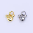 24K Gold Filled 8mm Tiny Mouse Ears Animal Charm in Gold & Silver | AH-580