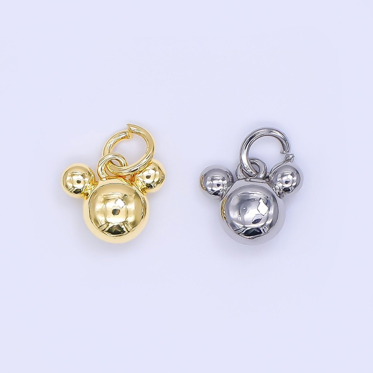 24K Gold Filled 8mm Tiny Mouse Ears Animal Charm in Gold & Silver | AH-580