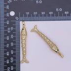 24K Gold Filled Green CZ Multidimensional Artisan Fish Charm | AA965
