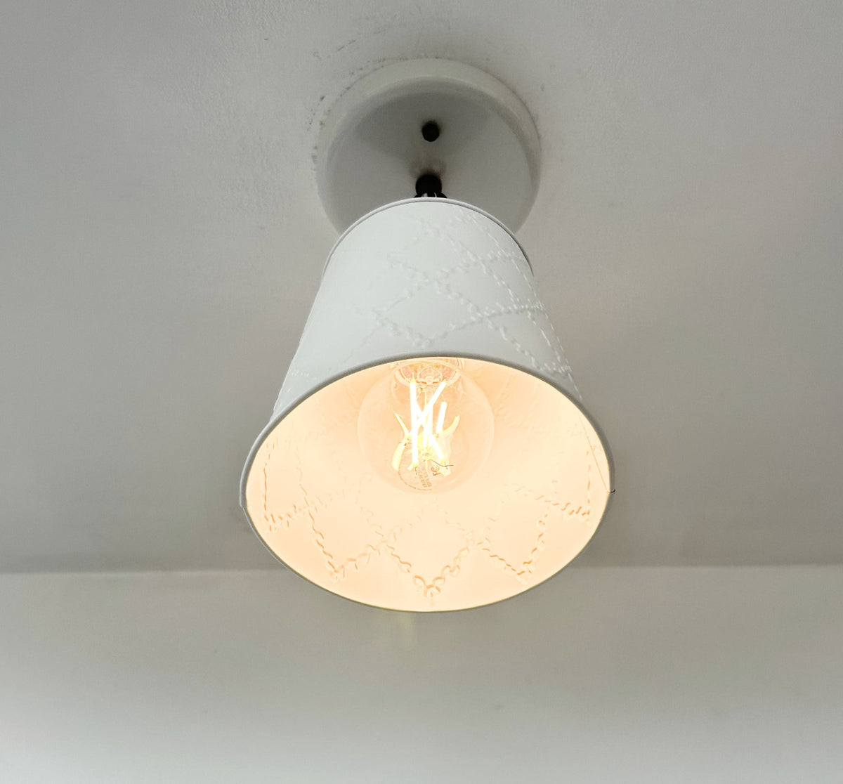 Embossed White Tin Ceiling Light